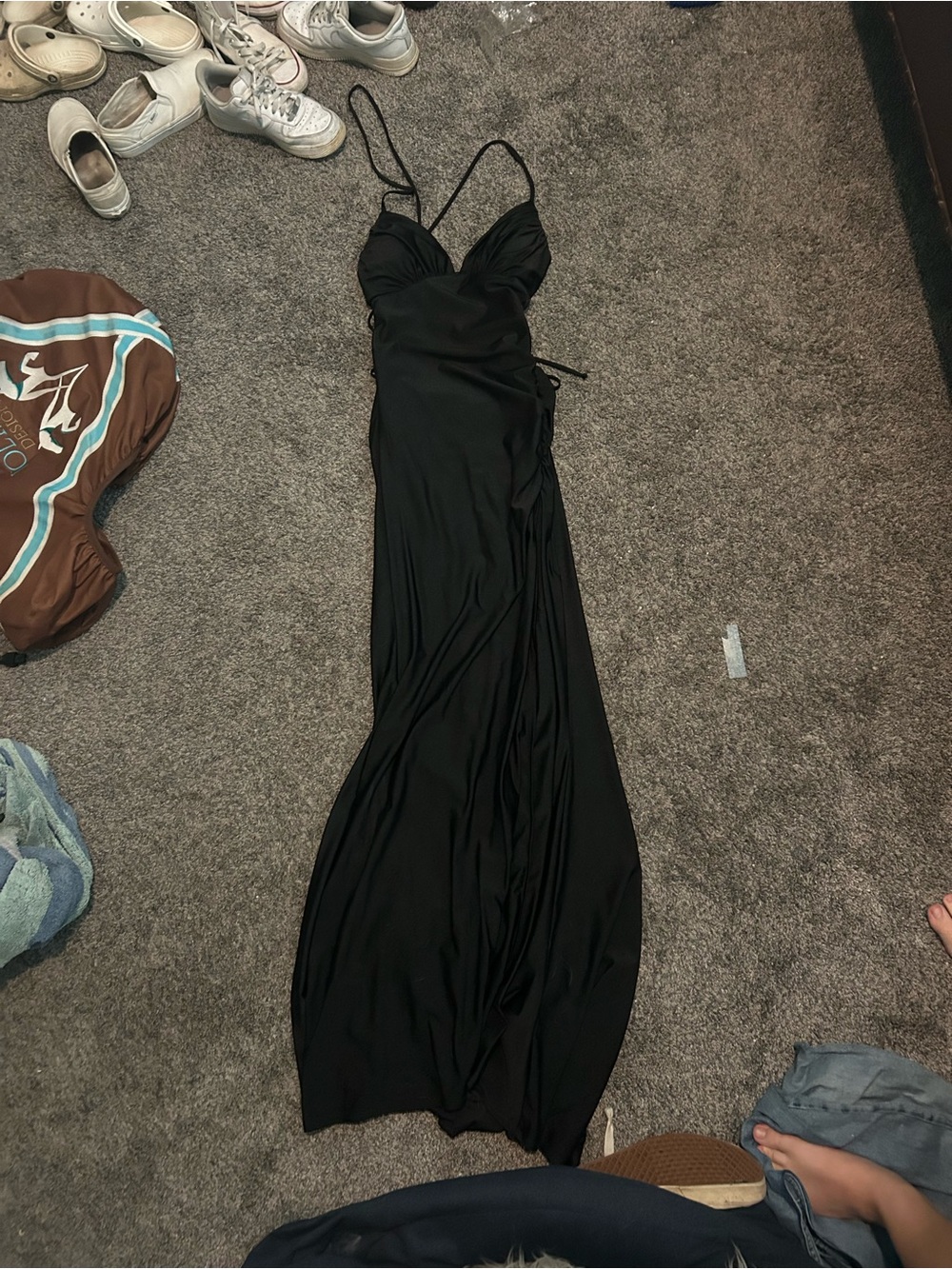 Honey and Rosie Black Spaghetti-Strap Maxi Dress Prom Dress, Only worn once